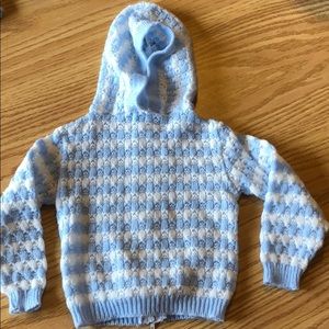 Cute Vintage Boys Blue and White Knit Sweater